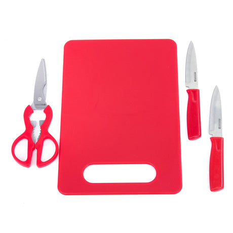 Royalford 4pcs kitchen Gadget Set Includes 2pcs Knife, 1Pc Scissor, 1pc Cutting Board, RF6968RD - Al Kabayel Discount CentreRoyalford 4pcs kitchen Gadget Set Includes 2pcs Knife, 1Pc Scissor, 1pc Cutting Board, RF6968RDKitchen Utensils & GadgetsROYALFORDAl Kabayel Discount Centre