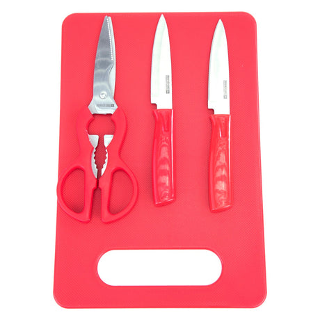 Royalford 4pcs kitchen Gadget Set Includes 2pcs Knife, 1Pc Scissor, 1pc Cutting Board, RF6968RD - Al Kabayel Discount CentreRoyalford 4pcs kitchen Gadget Set Includes 2pcs Knife, 1Pc Scissor, 1pc Cutting Board, RF6968RDKitchen Utensils & GadgetsROYALFORDAl Kabayel Discount Centre