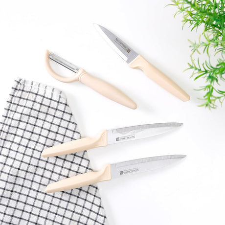 Royalford 4pcs Knife Set, 5" Utility Knife - 2pc, 3.5" Paring Knife - 1pc, 1pc Peeler, RF12581 - Al Kabayel Discount CentreRoyalford 4pcs Knife Set, 5" Utility Knife - 2pc, 3.5" Paring Knife - 1pc, 1pc Peeler, RF12581Cookware AccessoriesROYALFORDAl Kabayel Discount Centre