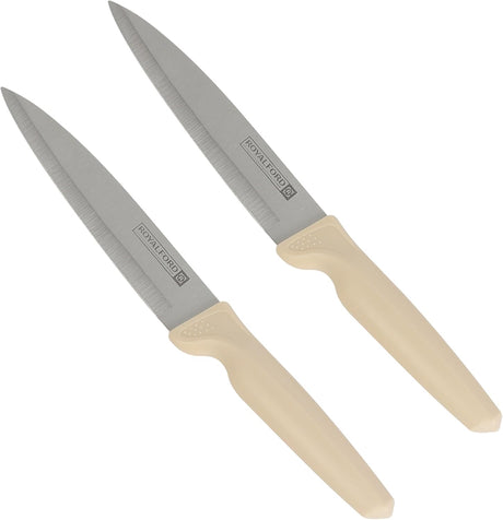 Royalford 4pcs Knife Set, 5" Utility Knife - 2pc, 3.5" Paring Knife - 1pc, 1pc Peeler, RF12581 - Al Kabayel Discount CentreRoyalford 4pcs Knife Set, 5" Utility Knife - 2pc, 3.5" Paring Knife - 1pc, 1pc Peeler, RF12581Cookware AccessoriesROYALFORDAl Kabayel Discount Centre
