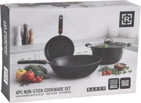 Royalford 4pcs Non-Stick Cookware Set RF13173 - Al Kabayel Discount CentreRoyalford 4pcs Non-Stick Cookware Set RF13173Cookware SetROYALFORDAl Kabayel Discount Centre