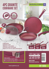 ROYALFORD 5 Layer Non - Stick 4pcs Granite Cookware Set, 24cm Kadai with Glass Lid, 24cm Frypan, 28cm Dosa Tava - Al Kabayel Discount CentreROYALFORD 5 Layer Non - Stick 4pcs Granite Cookware Set, 24cm Kadai with Glass Lid, 24cm Frypan, 28cm Dosa TavaCookware SetROYALFORDAl Kabayel Discount Centre