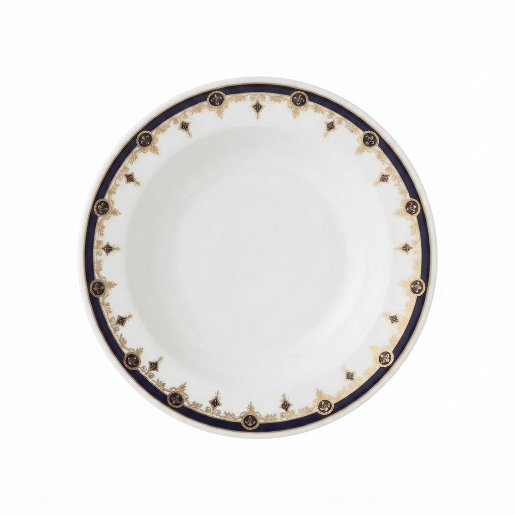 Royalford 56-Piece Melamine Ware Dinner Set RF12489 – Blue & Gold Elegance - Al Kabayel Discount CentreRoyalford 56-Piece Melamine Ware Dinner Set RF12489 – Blue & Gold EleganceDinnerware SetsROYALFORDAl Kabayel Discount Centre