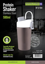 Royalford 590ML Protein Shaker Bottle RF12184 Proteins Drinks, with Stainless Steel Blending Ball for Lump - Free Smooth Shakes Leak - Proof - Al Kabayel Discount CentreRoyalford 590ML Protein Shaker Bottle RF12184 Proteins Drinks, with Stainless Steel Blending Ball for Lump - Free Smooth Shakes Leak - ProofWater BottlesROYALFORDAl Kabayel Discount Centre