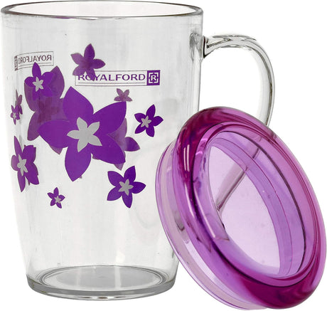 Royalford Acrylic Transparent Mug with Lid 350ml, Violet - Al Kabayel Discount CentreRoyalford Acrylic Transparent Mug with Lid 350ml, VioletMugsROYALFORDAl Kabayel Discount Centre