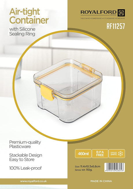 ROYALFORD Air - Tight Rectangular Food Container 460ml, 11.4cm*10.3cm*6.8cm - RF11257 - Al Kabayel Discount CentreROYALFORD Air - Tight Rectangular Food Container 460ml, 11.4cm*10.3cm*6.8cm - RF11257Food ContainersROYALFORDAl Kabayel Discount Centre