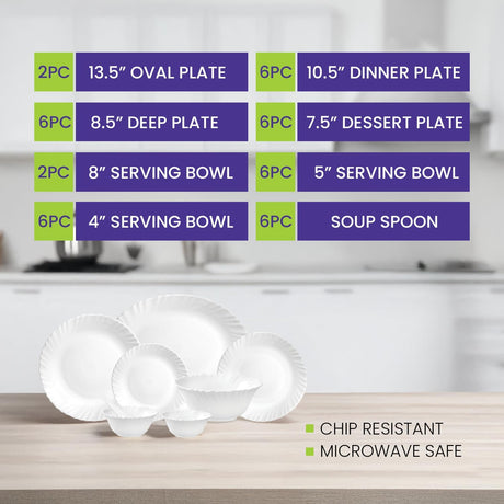 Royalford Classic Opalware 40pcs Dinner Set, RF12658 - Al Kabayel Discount CentreRoyalford Classic Opalware 40pcs Dinner Set, RF12658Dinnerware SetsROYALFORDAl Kabayel Discount Centre