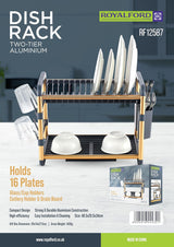 Royalford Dish Drying Stand with Drainer RF12587 Large 2 Tiers Kitchen Dish rack with Holder Utensils Holder and Cup Holder Baking paint Process Coatings 16 Plates Holder Strong Aluminum Easy Assemble - 48.5cmX34cmX26.5cm - Al Kabayel Discount CentreRoyalford Dish Drying Stand with Drainer RF12587 Large 2 Tiers Kitchen Dish rack with Holder Utensils Holder and Cup Holder Baking paint Process Coatings 16 Plates Holder Strong Aluminum Easy Assemble - 48.5cmX34cmX26.5cmOrganizers & AccessoriesROYAL