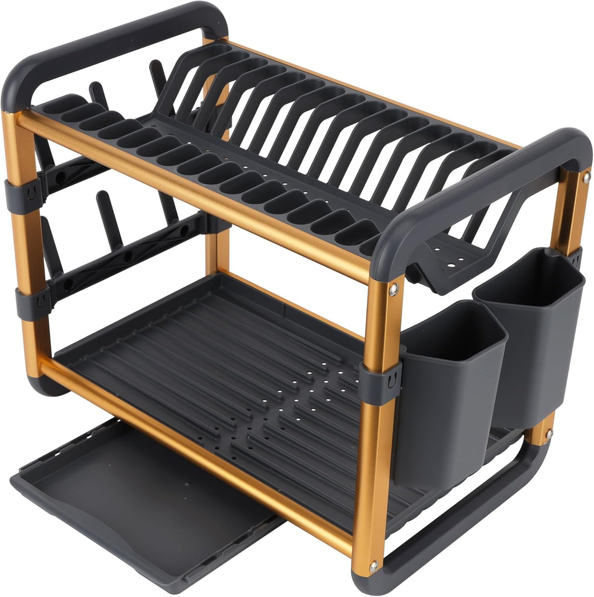 Royalford Dish Drying Stand with Drainer RF12587 Large 2 Tiers Kitchen Dish rack with Holder Utensils Holder and Cup Holder Baking paint Process Coatings 16 Plates Holder Strong Aluminum Easy Assemble - 48.5cmX34cmX26.5cm - Al Kabayel Discount CentreRoyalford Dish Drying Stand with Drainer RF12587 Large 2 Tiers Kitchen Dish rack with Holder Utensils Holder and Cup Holder Baking paint Process Coatings 16 Plates Holder Strong Aluminum Easy Assemble - 48.5cmX34cmX26.5cmOrganizers & AccessoriesROYAL