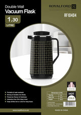 Royalford Double Wall Vaccum Flask 1.3 Liter, Asbestos Free, Pink Glass inner, Strong & Durable Design, Portable & Leak Resistant - RF10404 - Al Kabayel Discount CentreRoyalford Double Wall Vaccum Flask 1.3 Liter, Asbestos Free, Pink Glass inner, Strong & Durable Design, Portable & Leak Resistant - RF10404ThermosROYALFORDAl Kabayel Discount Centre