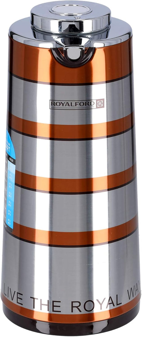 Royalford Double Wall Vaccum Flask 1300ml, Asbestos Free, Pink Glass inner, Strong & Durable Design, 24hr Hot - 36hr Cold - RF9588 - Al Kabayel Discount CentreRoyalford Double Wall Vaccum Flask 1300ml, Asbestos Free, Pink Glass inner, Strong & Durable Design, 24hr Hot - 36hr Cold - RF9588ThermosROYALFORDAl Kabayel Discount Centre