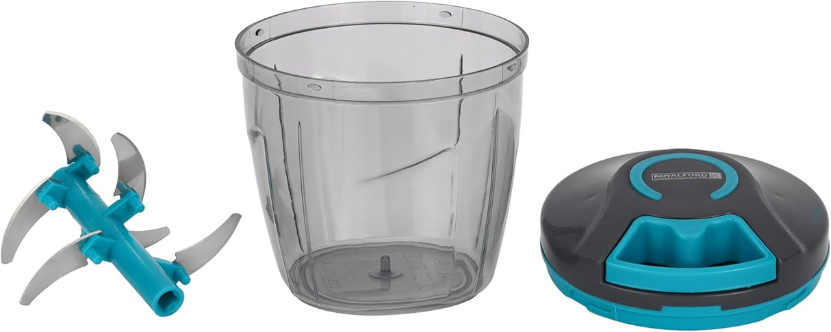 Royalford Handy Pull Chopper 1000ml, 6pcs SS Bladde, Manual Food Processor Vegetable Chopper, Teal - RF12923 - Al Kabayel Discount CentreRoyalford Handy Pull Chopper 1000ml, 6pcs SS Bladde, Manual Food Processor Vegetable Chopper, Teal - RF12923Kitchen Utensils & GadgetsROYALFORDAl Kabayel Discount Centre