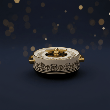 Royalford Heritage Design Insulated Hot Pot with Durable Plastic Outer and Stainless Steel Inner Casing Elegant White and Gold Finish 1200 ml - Al Kabayel Discount CentreRoyalford Heritage Design Insulated Hot Pot with Durable Plastic Outer and Stainless Steel Inner Casing Elegant White and Gold Finish 1200 mlCasserolesROYALFORDAl Kabayel Discount Centre