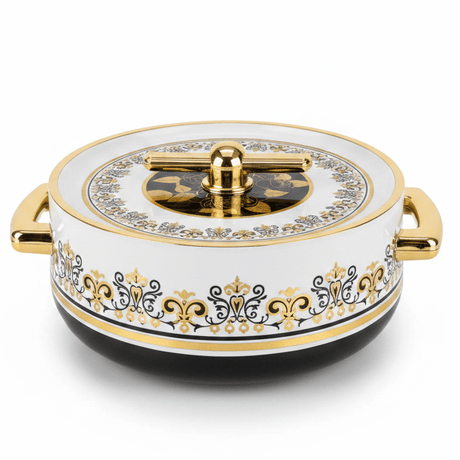 Royalford Heritage Design Insulated Hot Pot with Durable Plastic Outer and Stainless Steel Inner Casing Elegant White and Gold Finish 1200 ml - Al Kabayel Discount CentreRoyalford Heritage Design Insulated Hot Pot with Durable Plastic Outer and Stainless Steel Inner Casing Elegant White and Gold Finish 1200 mlCasserolesROYALFORDAl Kabayel Discount Centre