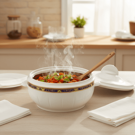 Royalford Large Capacity Insulated Casserole with Plastic Exterior and Steel Inner Classic White Finish 6000 ml - Al Kabayel Discount CentreRoyalford Large Capacity Insulated Casserole with Plastic Exterior and Steel Inner Classic White Finish 6000 mlCasserolesROYALFORDAl Kabayel Discount Centre
