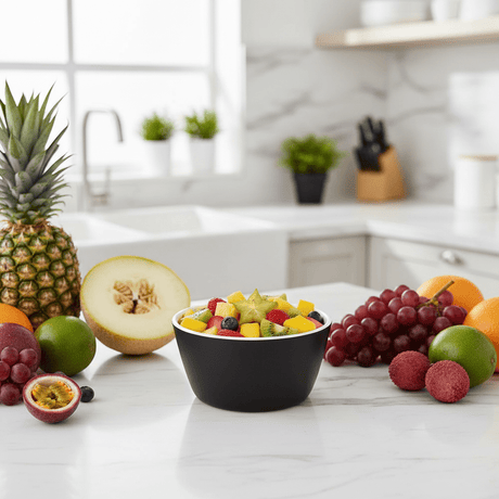 Royalford Melamine Bowl — Black & White with Green Leaf Design 4.5 Inch - Al Kabayel Discount CentreRoyalford Melamine Bowl — Black & White with Green Leaf Design 4.5 InchBowlsROYALFORDAl Kabayel Discount Centre