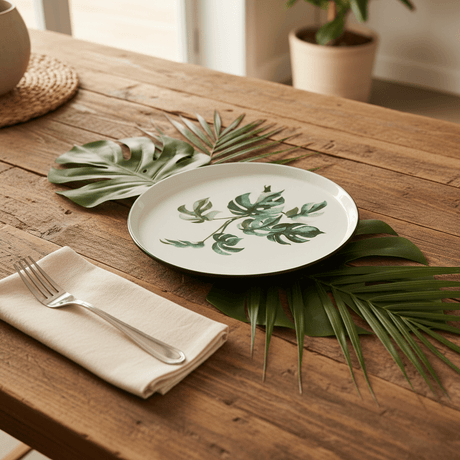 Royalford Melamine Salad Plate | Black Rim with Green Botanical Leaf Design 9-Inch - Al Kabayel Discount CentreRoyalford Melamine Salad Plate | Black Rim with Green Botanical Leaf Design 9-InchPlatesROYALFORDAl Kabayel Discount Centre