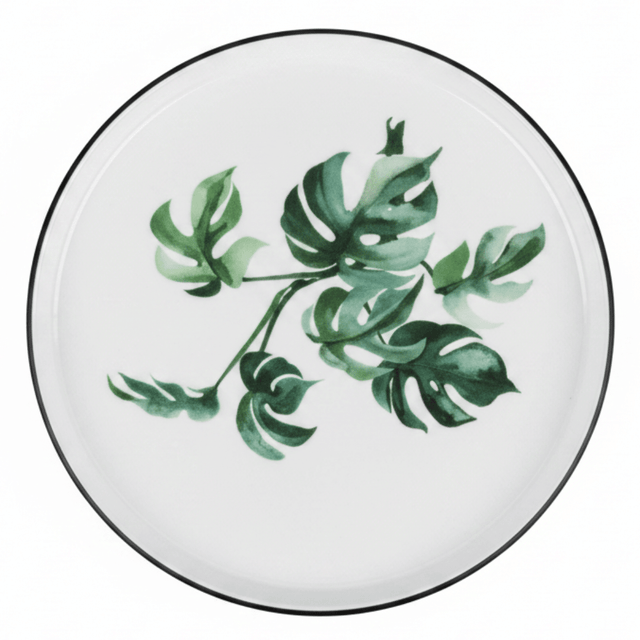 Royalford Melamine Salad Plate | Black Rim with Green Botanical Leaf Design 9-Inch - Al Kabayel Discount CentreRoyalford Melamine Salad Plate | Black Rim with Green Botanical Leaf Design 9-InchPlatesROYALFORDAl Kabayel Discount Centre