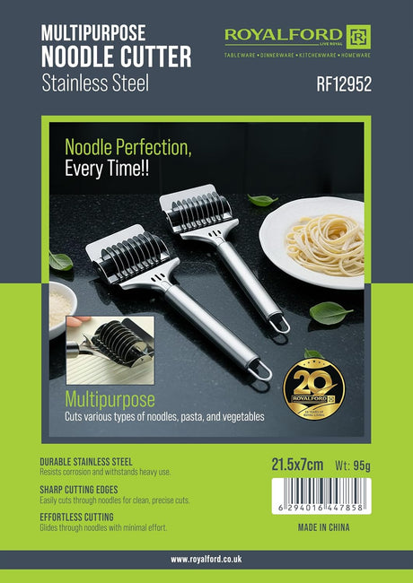 Royalford Multipurpose Stainless Steel Noodle Cutter – 21cm (RF12952) - Al Kabayel Discount CentreRoyalford Multipurpose Stainless Steel Noodle Cutter – 21cm (RF12952)Kitchen Utensils & GadgetsROYALFORDAl Kabayel Discount Centre