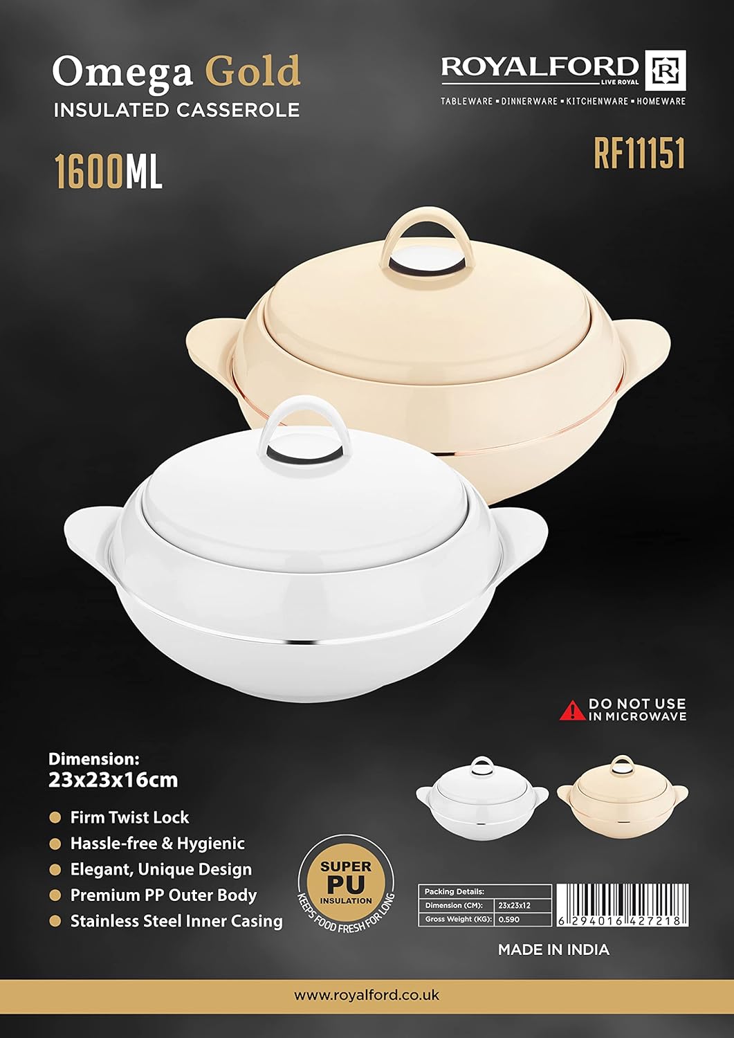 ROYALFORD Omega Gold Insulated Casserole 1600ml, Firm Twist Lock, Beige&Copper - Al Kabayel Discount CentreROYALFORD Omega Gold Insulated Casserole 1600ml, Firm Twist Lock, Beige&CopperCasseroles & Stock PotsAl Kabayel Discount CentreAl Kabayel Discount Centre