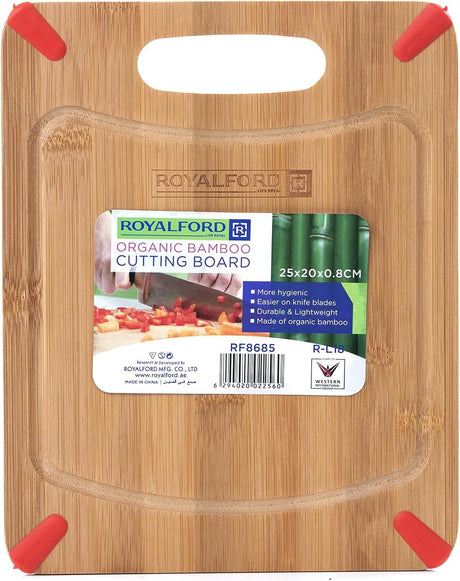 Royalford Organic Bamboo Cutting Board 25cm*20cm*0.8cm, Naturally Antibacterial - RF8685 - Al Kabayel Discount CentreRoyalford Organic Bamboo Cutting Board 25cm*20cm*0.8cm, Naturally Antibacterial - RF8685Kitchen Utensils & GadgetsROYALFORDAl Kabayel Discount Centre