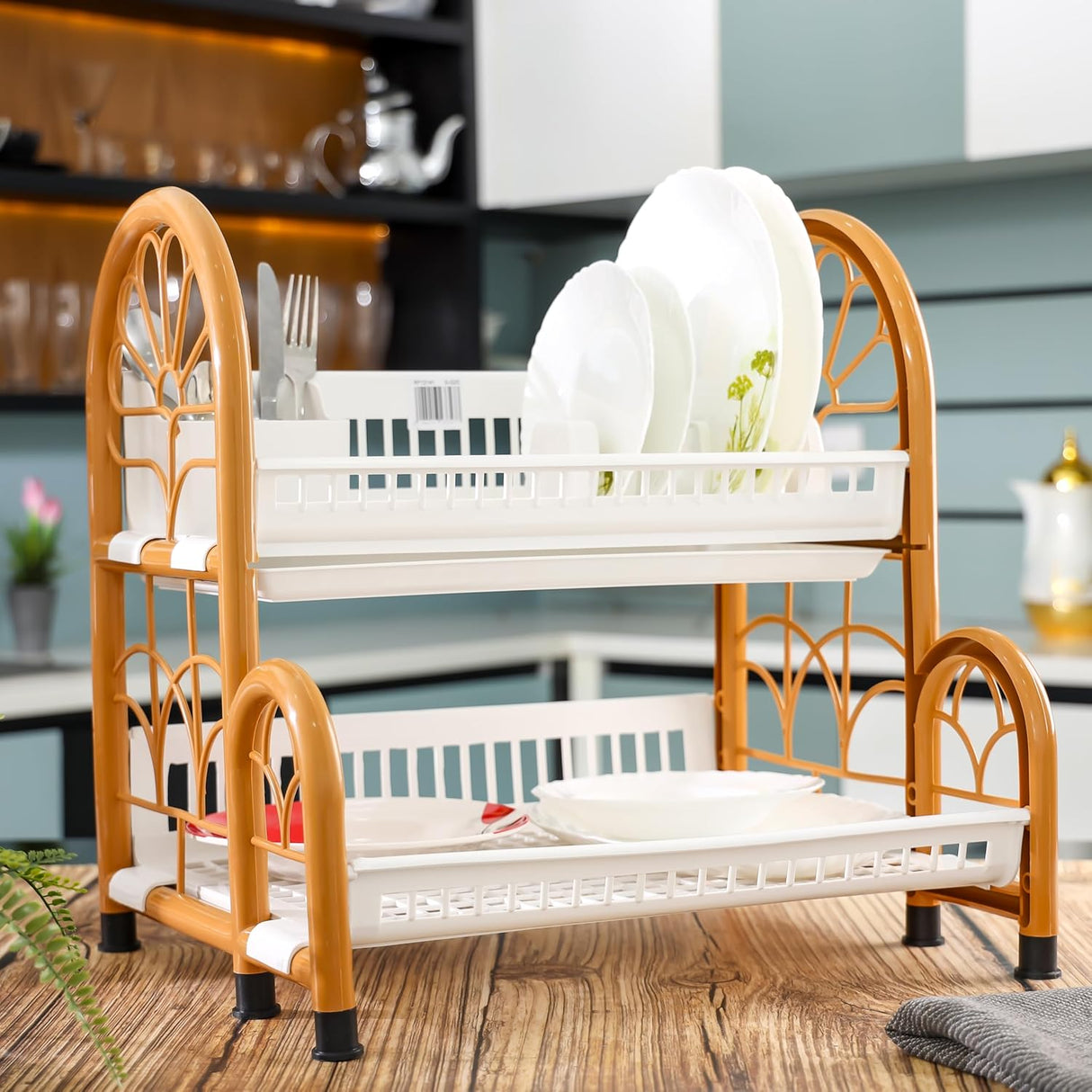 Royalford Plastic 2 Tier Colosseum Dish Rack RF12141 Dish Drying Stand Extra Large Storage Area Tray Dish Drainer Plate Rack Countertop Kitchen Organizer Utensils Dish Stand Double Level - 52cmX53.5cmX41cm - Al Kabayel Discount CentreRoyalford Plastic 2 Tier Colosseum Dish Rack RF12141 Dish Drying Stand Extra Large Storage Area Tray Dish Drainer Plate Rack Countertop Kitchen Organizer Utensils Dish Stand Double Level - 52cmX53.5cmX41cmOrganizers & AccessoriesROYALFORDAl Kabayel Discount Centre