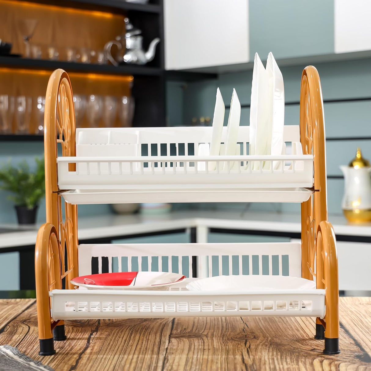 Royalford Plastic 2 Tier Colosseum Dish Rack RF12141 Dish Drying Stand Extra Large Storage Area Tray Dish Drainer Plate Rack Countertop Kitchen Organizer Utensils Dish Stand Double Level - 52cmX53.5cmX41cm - Al Kabayel Discount CentreRoyalford Plastic 2 Tier Colosseum Dish Rack RF12141 Dish Drying Stand Extra Large Storage Area Tray Dish Drainer Plate Rack Countertop Kitchen Organizer Utensils Dish Stand Double Level - 52cmX53.5cmX41cmOrganizers & AccessoriesROYALFORDAl Kabayel Discount Centre