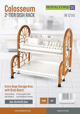 Royalford Plastic 2 Tier Colosseum Dish Rack RF12141 Dish Drying Stand Extra Large Storage Area Tray Dish Drainer Plate Rack Countertop Kitchen Organizer Utensils Dish Stand Double Level - 52cmX53.5cmX41cm - Al Kabayel Discount CentreRoyalford Plastic 2 Tier Colosseum Dish Rack RF12141 Dish Drying Stand Extra Large Storage Area Tray Dish Drainer Plate Rack Countertop Kitchen Organizer Utensils Dish Stand Double Level - 52cmX53.5cmX41cmOrganizers & AccessoriesROYALFORDAl Kabayel Discount Centre