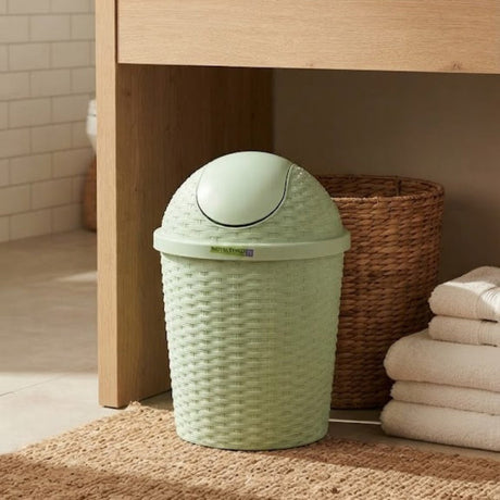Royalford Plastic Woven Swing Trash Bin - 25×25cm - Sage Green / White - Al Kabayel Discount CentreRoyalford Plastic Woven Swing Trash Bin - 25×25cm - Sage Green / WhiteOrganizers & AccessoriesROYALFORDAl Kabayel Discount Centre