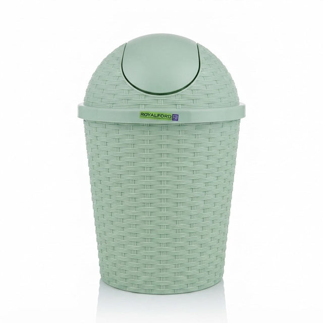Royalford Plastic Woven Swing Trash Bin - 25×25cm - Sage Green / White - Al Kabayel Discount CentreRoyalford Plastic Woven Swing Trash Bin - 25×25cm - Sage Green / WhiteOrganizers & AccessoriesROYALFORDAl Kabayel Discount Centre