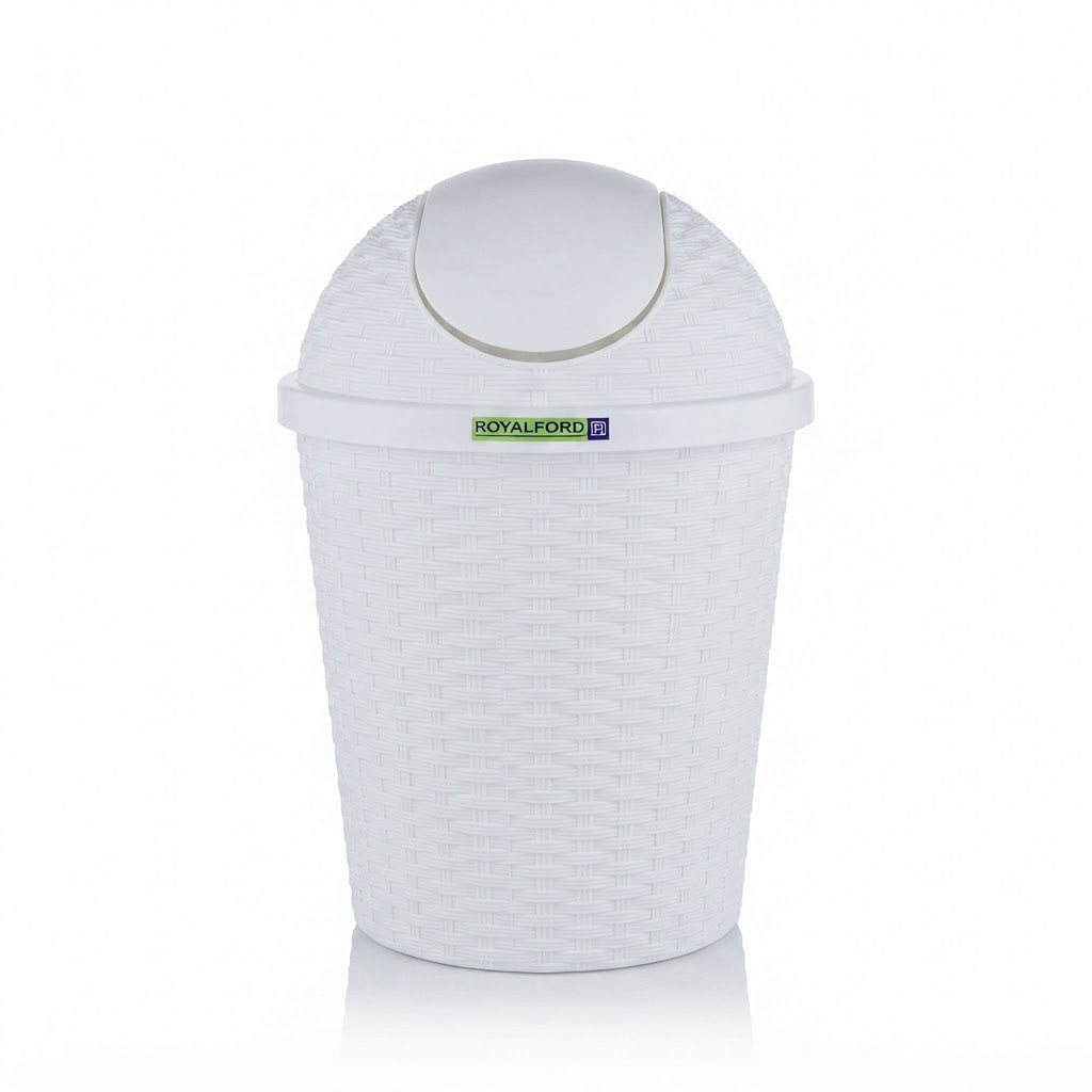 Royalford Plastic Woven Swing Trash Bin - 25×25cm - Sage Green / White - Al Kabayel Discount CentreRoyalford Plastic Woven Swing Trash Bin - 25×25cm - Sage Green / WhiteOrganizers & AccessoriesROYALFORDAl Kabayel Discount Centre