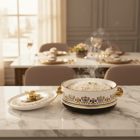 Royalford Premium Insulated Hot Pot with Strong Outer Body and Steel Inner White and Gold Heritage Style 1700 ml - Al Kabayel Discount CentreRoyalford Premium Insulated Hot Pot with Strong Outer Body and Steel Inner White and Gold Heritage Style 1700 mlCasserolesROYALFORDAl Kabayel Discount Centre