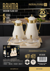 Royalford Rahma 5-Piece Vacuum Flask Set (RF12976) – Ivory & Gold - Al Kabayel Discount CentreRoyalford Rahma 5-Piece Vacuum Flask Set (RF12976) – Ivory & GoldThermosROYALFORDAl Kabayel Discount Centre