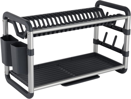 ROYALFORD RF12179 2 - Tier Aluminum Dish Rack – Large 21 Plate Capacity Kitchen Organizer, Rustproof Drainer Stand for Countertop - Al Kabayel Discount CentreROYALFORD RF12179 2 - Tier Aluminum Dish Rack – Large 21 Plate Capacity Kitchen Organizer, Rustproof Drainer Stand for CountertopOrganizers & AccessoriesROYALFORDAl Kabayel Discount Centre