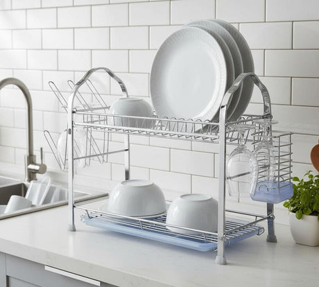 ROYALFORD RF2563 Wall Hanging 2 - Layer Dish Rack – Aluminum Kitchen Drying Stand with Drip Tray, 540 x 252 x 378 mm - Al Kabayel Discount CentreROYALFORD RF2563 Wall Hanging 2 - Layer Dish Rack – Aluminum Kitchen Drying Stand with Drip Tray, 540 x 252 x 378 mmOrganizers & AccessoriesROYALFORDAl Kabayel Discount Centre