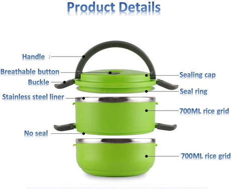 Royalford RF4673 Double Layer Lunch Box 1800Ml – Leak - Proof & Airtight Lid Food Storage Container – High - Quality Stainless Steel Inner, Non - Toxic and Extended Fastening Lid Design – Portable & Dishwasher Safe - Al Kabayel Discount CentreRoyalford RF4673 Double Layer Lunch Box 1800Ml – Leak - Proof & Airtight Lid Food Storage Container – High - Quality Stainless Steel Inner, Non - Toxic and Extended Fastening Lid Design – Portable & Dishwasher SafeLunch BoxROYALFORDAl Kabayel Discount Centr