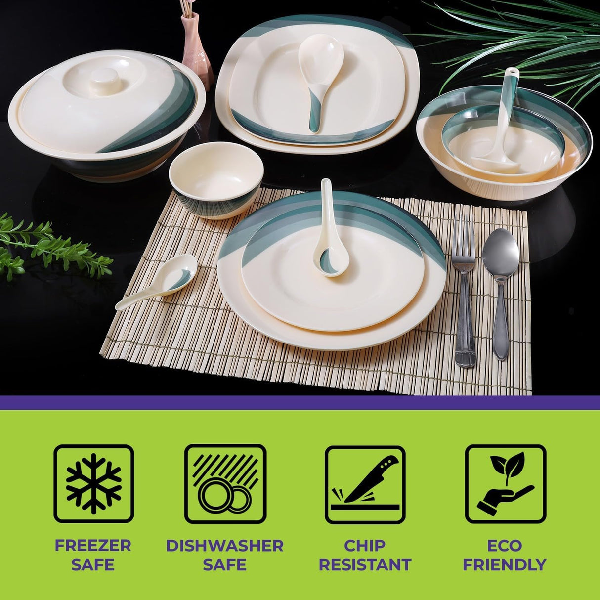 Royalford RF8103 Melamine Ware Dinner Set – 64 Pieces (Ribble Design) - Al Kabayel Discount CentreRoyalford RF8103 Melamine Ware Dinner Set – 64 Pieces (Ribble Design)Dinnerware SetsROYALFORDAl Kabayel Discount Centre