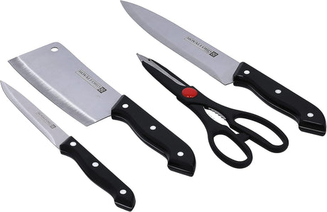 Royalford RF9946 5-Piece Deluxe Cutting Set - Stainless Steel Blades - Cleaver, Chef Knife, Utility Knife, Scissor & Cutting Board - Al Kabayel Discount CentreRoyalford RF9946 5-Piece Deluxe Cutting Set - Stainless Steel Blades - Cleaver, Chef Knife, Utility Knife, Scissor & Cutting BoardKnife & Knife SetsROYALFORDAl Kabayel Discount Centre