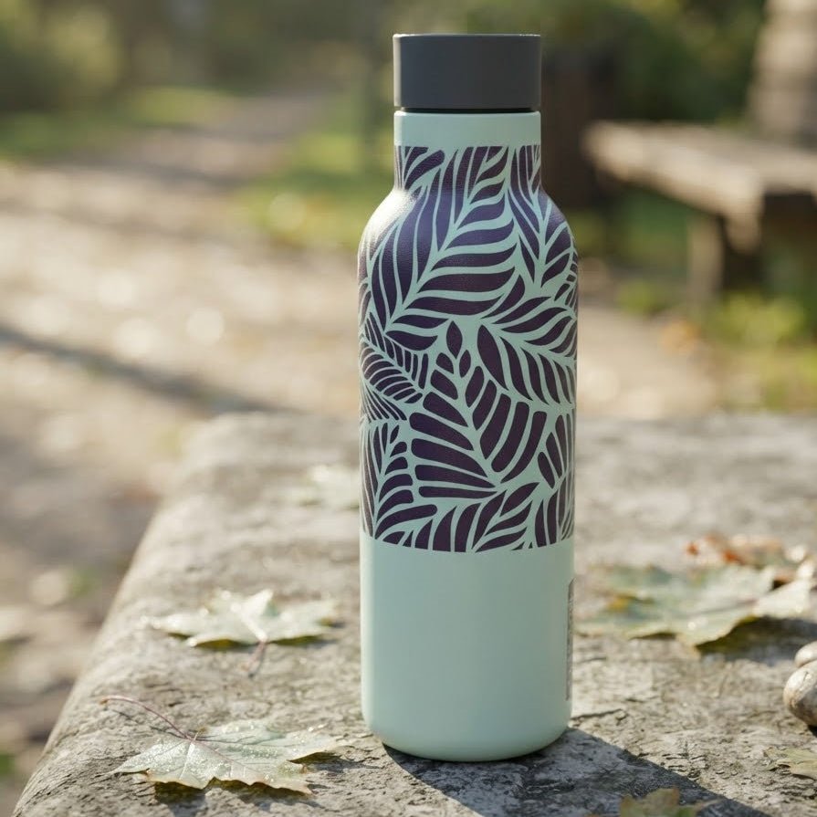 Royalford Sage Green with Tropical Leaf Print Double Wall Vacuum Insulated Water Bottle - 450ml - Al Kabayel Discount CentreRoyalford Sage Green with Tropical Leaf Print Double Wall Vacuum Insulated Water Bottle - 450mlWater BottlesROYALFORDAl Kabayel Discount Centre