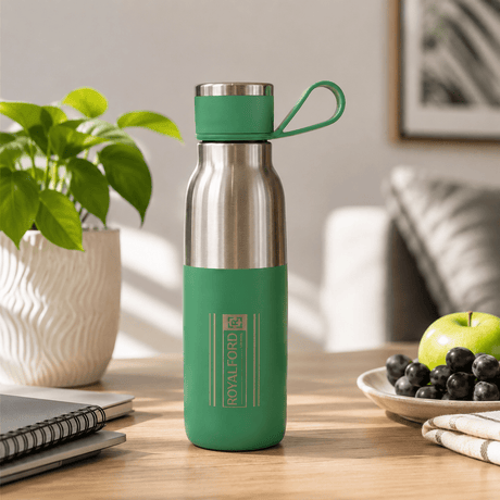 Royalford Silver & Green Double Wall Vacuum Insulated Water Bottle - 500ml - Al Kabayel Discount CentreRoyalford Silver & Green Double Wall Vacuum Insulated Water Bottle - 500mlWater BottlesROYALFORDAl Kabayel Discount Centre