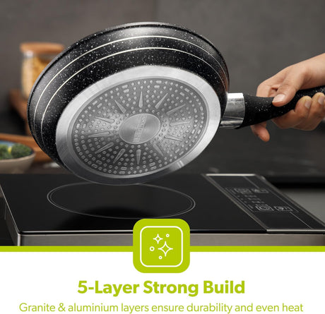 Royalford Smart Granite Series Fry Pan 28cm,Forged Aluminium with Durable Granite Coating, 5 Layer Construction, RF11872 - Al Kabayel Discount CentreRoyalford Smart Granite Series Fry Pan 28cm,Forged Aluminium with Durable Granite Coating, 5 Layer Construction, RF11872Frying Pans & SkilletsROYALFORDAl Kabayel Discount Centre
