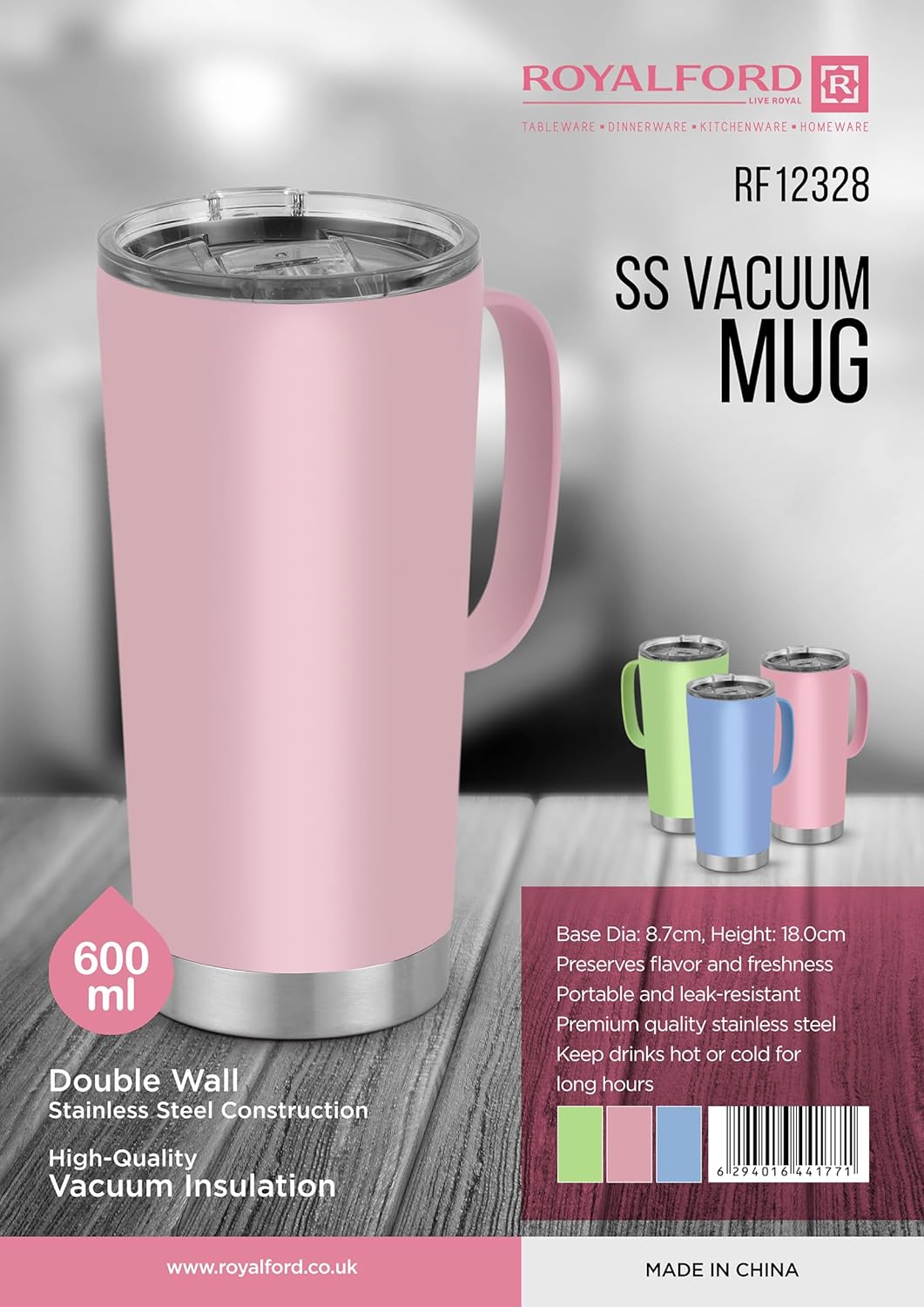 Royalford Stainless Steel Coffee Cup RF12328, Vacuum Insulated Travel Mug for Home Office Outdoor Works Great for Ice Drinks and Hot Beverages - 600ML - Al Kabayel Discount CentreRoyalford Stainless Steel Coffee Cup RF12328, Vacuum Insulated Travel Mug for Home Office Outdoor Works Great for Ice Drinks and Hot Beverages - 600MLTea CupsROYALFORDAl Kabayel Discount Centre