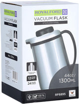 Royalford Stainless Steel Vaccum Flask 1300ml, Stainless Steel Inner Pot, Strong & Durable Design, 12hr Hot - 24hr Cold - RF6895 - Al Kabayel Discount CentreRoyalford Stainless Steel Vaccum Flask 1300ml, Stainless Steel Inner Pot, Strong & Durable Design, 12hr Hot - 24hr Cold - RF6895ThermosROYALFORDAl Kabayel Discount Centre