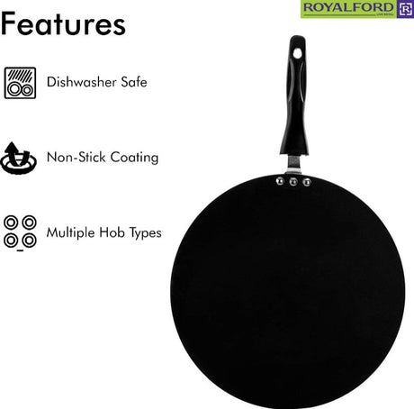 ROYALFORD Super Flat Tawa 32cm, 3.5mm Thickness, Durable Non - Stick Coating - Al Kabayel Discount CentreROYALFORD Super Flat Tawa 32cm, 3.5mm Thickness, Durable Non - Stick CoatingFrying Pans & SkilletsROYALFORDAl Kabayel Discount Centre
