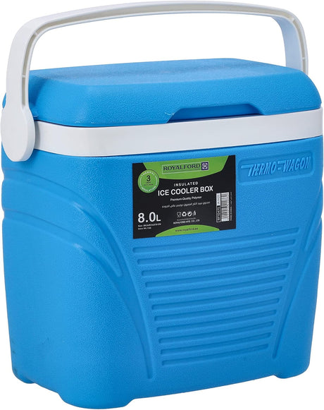 Royalford Thermo - Wagon Insulated Ice Cooler Box 8.0L, 3 - Layer PP - PU - HDPE Thermal Insulation, Blue - RF10475 - Al Kabayel Discount CentreRoyalford Thermo - Wagon Insulated Ice Cooler Box 8.0L, 3 - Layer PP - PU - HDPE Thermal Insulation, Blue - RF10475CoolersROYALFORDAl Kabayel Discount Centre
