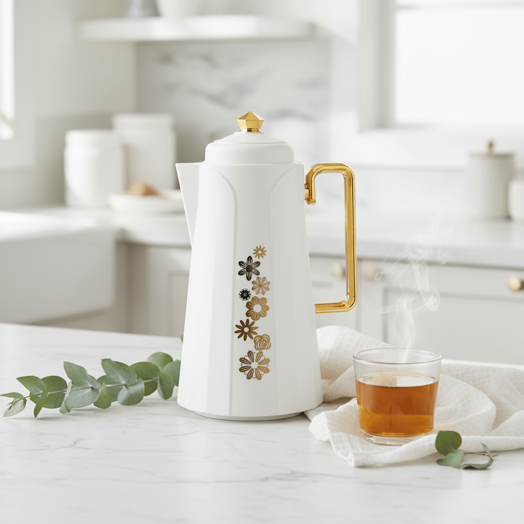 Royalford Vacuum Flask 1L – Off - White & Gold Floral - Al Kabayel Discount CentreRoyalford Vacuum Flask 1L – Off - White & Gold FloralThermosROYALFORDAl Kabayel Discount Centre