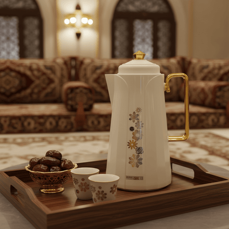 Royalford Vacuum Flask 1L – Off - White & Gold Floral - Al Kabayel Discount CentreRoyalford Vacuum Flask 1L – Off - White & Gold FloralThermosROYALFORDAl Kabayel Discount Centre