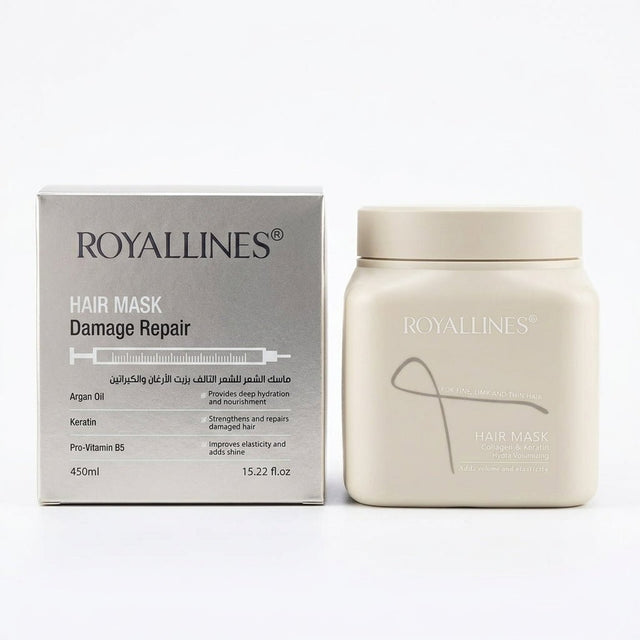 Royallines Argan Oil & Keratin Damage Repair Hair Mask – 450ml - Al Kabayel Discount CentreRoyallines Argan Oil & Keratin Damage Repair Hair Mask – 450mlHair MasksROYALLINESAl Kabayel Discount Centre