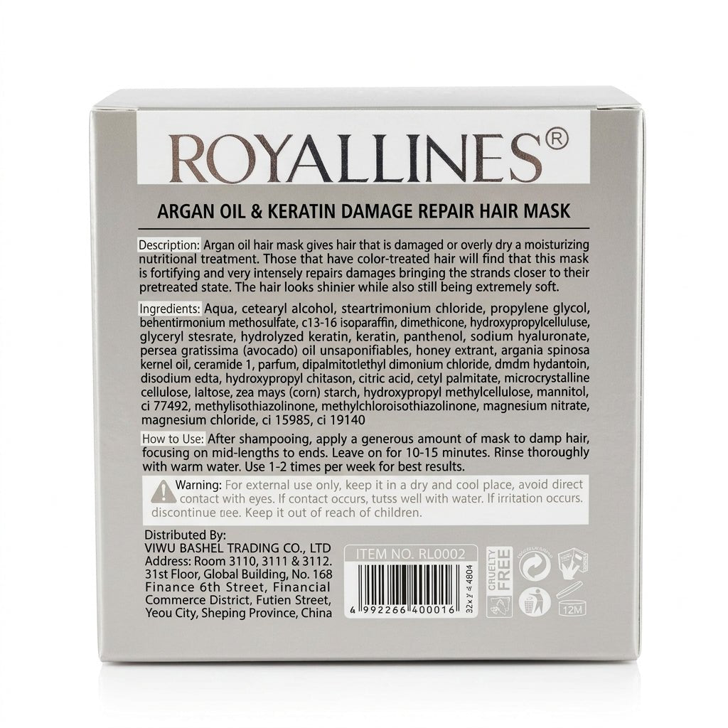Royallines Argan Oil & Keratin Damage Repair Hair Mask – 450ml - Al Kabayel Discount CentreRoyallines Argan Oil & Keratin Damage Repair Hair Mask – 450mlHair MasksROYALLINESAl Kabayel Discount Centre