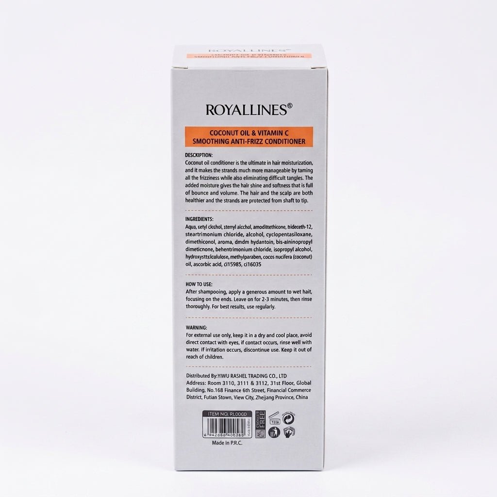 Royallines Coconut Oil & Vitamin C Smoothing Anti-Frizz Conditioner – 750ml - Al Kabayel Discount CentreRoyallines Coconut Oil & Vitamin C Smoothing Anti-Frizz Conditioner – 750mlShampoo/ConditionerROYALLINESAl Kabayel Discount Centre
